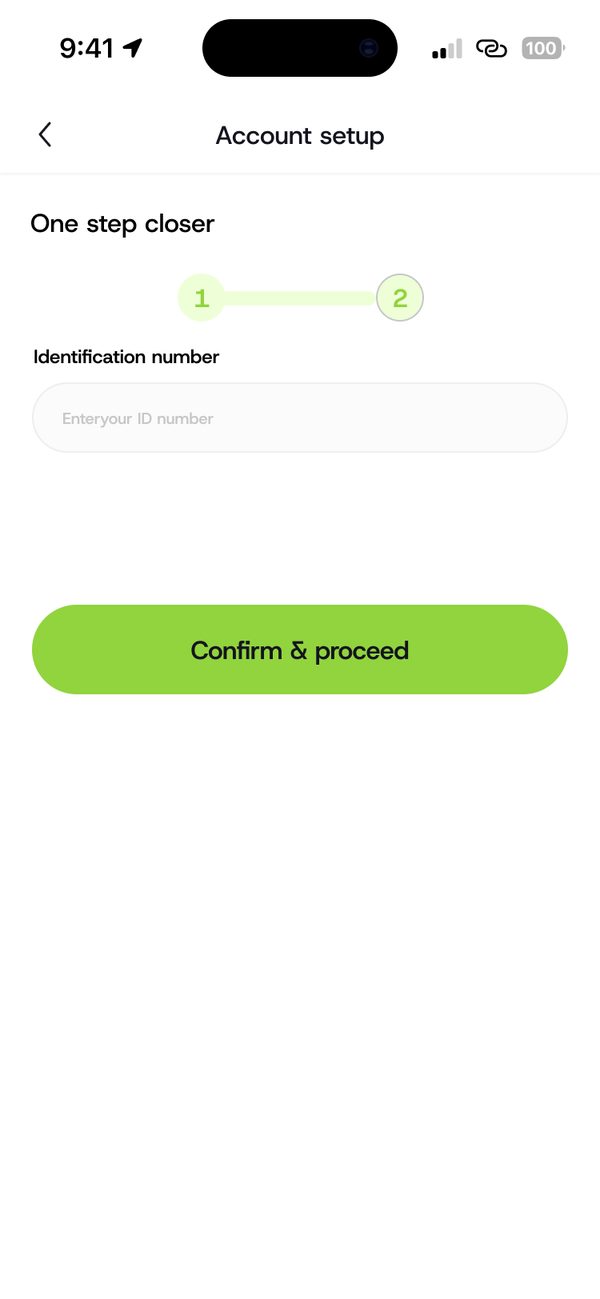 Add your ID number screen in the KnoxxPay app