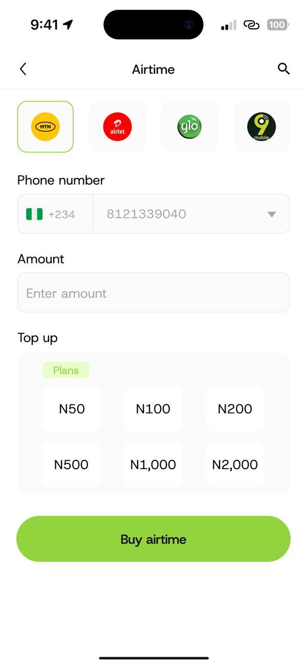 Pick network, number and amount