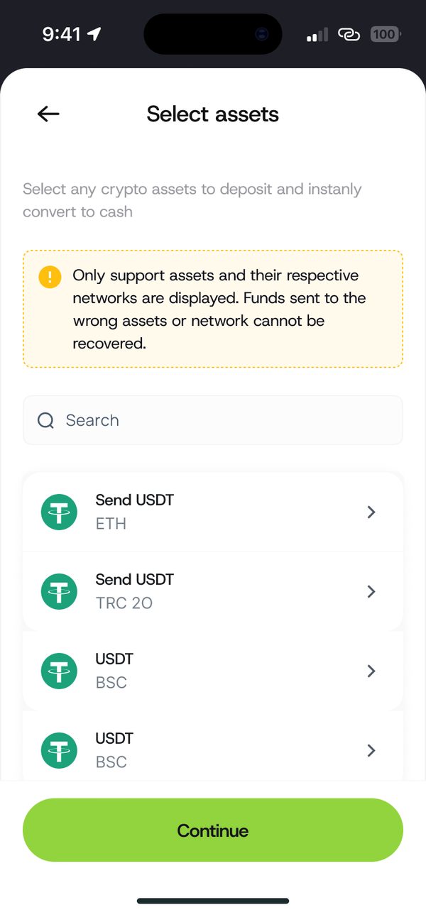 Choose the asset