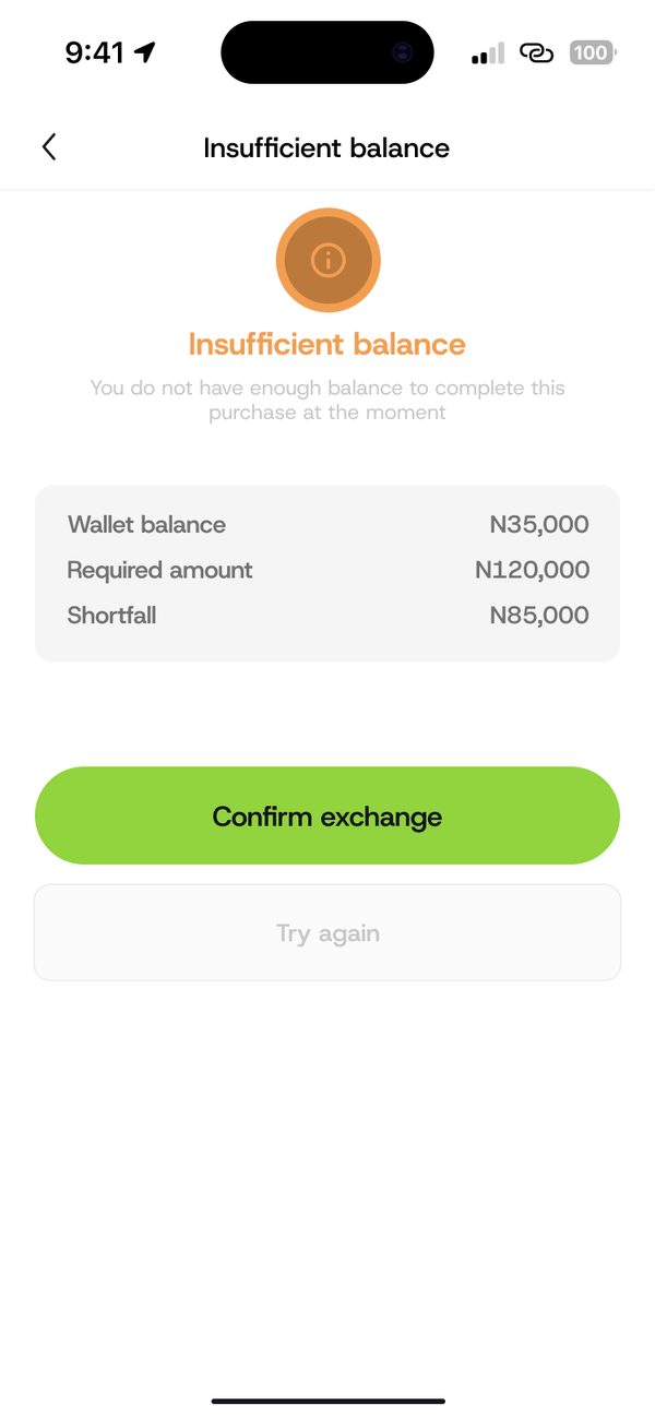 Low balance when buying