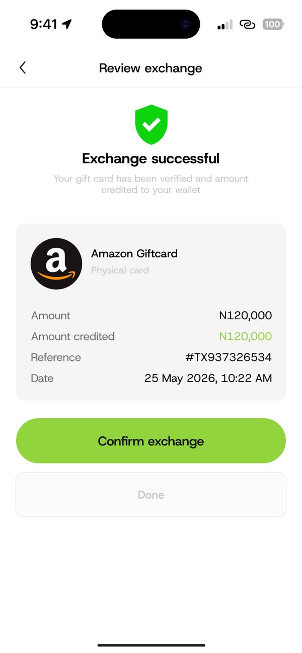 Exchange successful