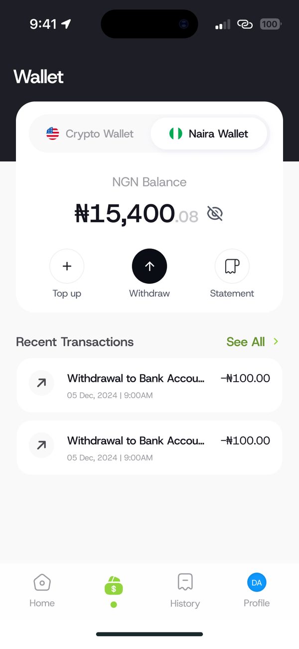 Open your Naira wallet