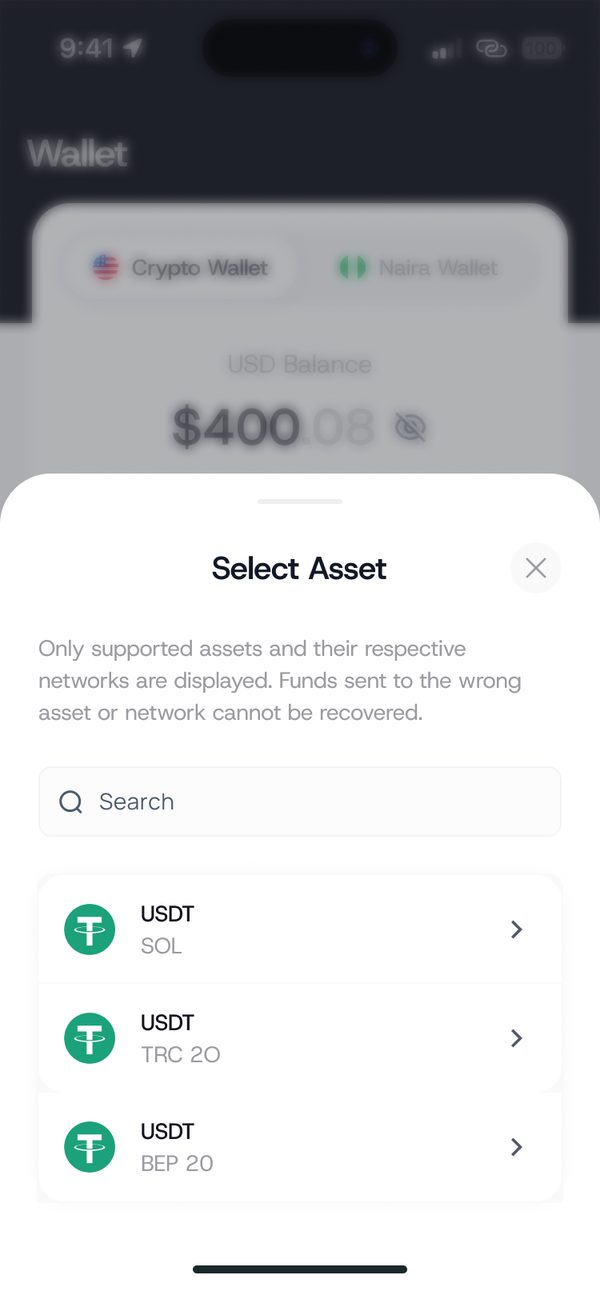 Pick the coin and network