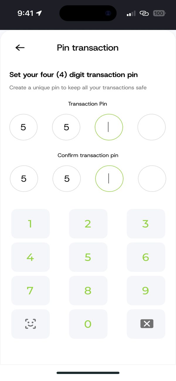 Enter and confirm your PIN