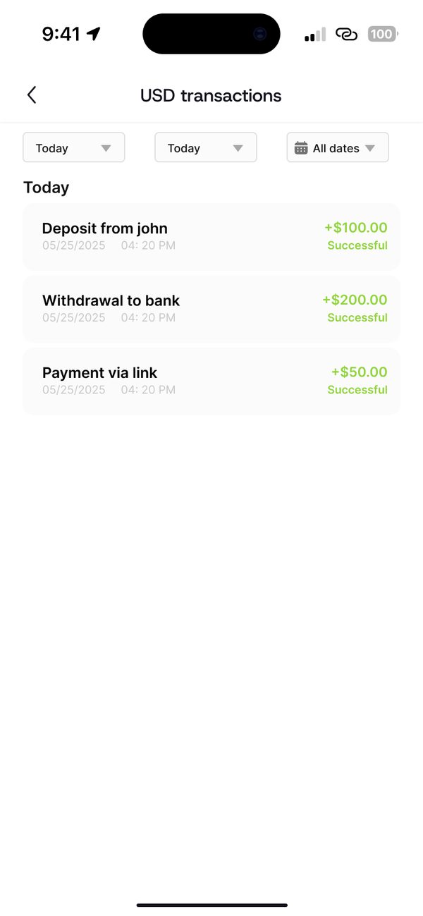 Open USD transactions